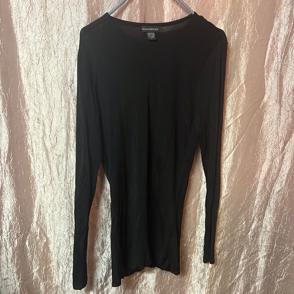 Long sleeve black banana republic see through shirt